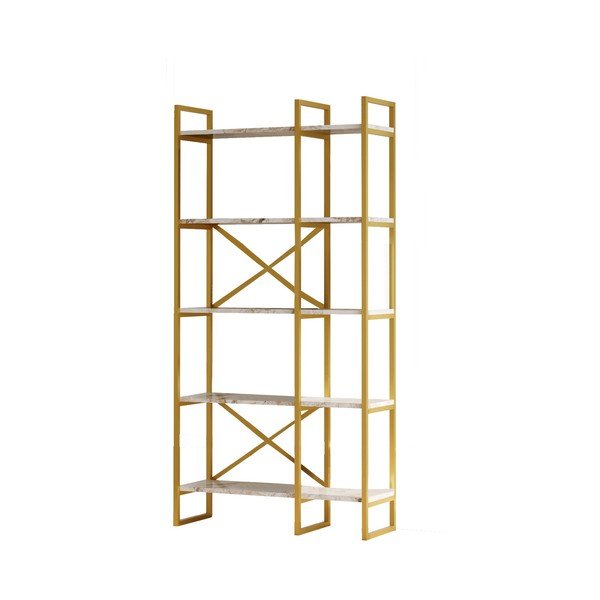 Bel/zlat regal v marmornem dekorju 87,5x175 cm Monica – Kalune Design