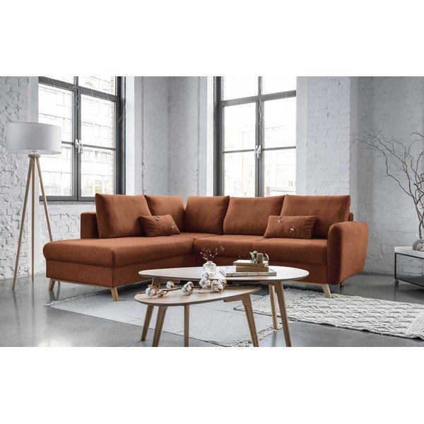 Opečnato oranžna raztegljiva sedežna garnitura Miuform Scandic Lagom L, levi kot-image-3