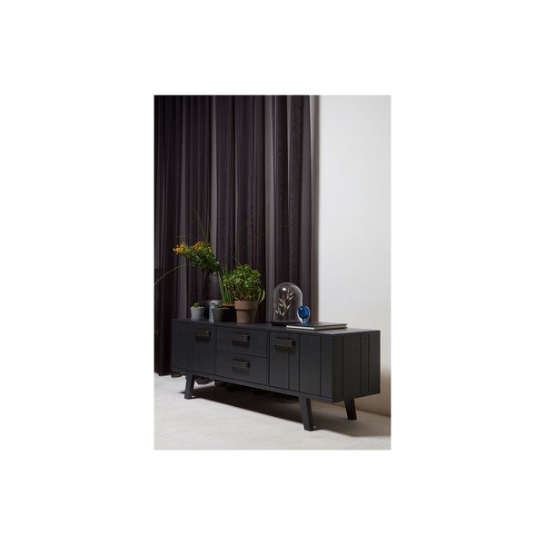 Črna TV omarica iz masivnega bora 150x55 cm Watch – De Eekhoorn-image-2