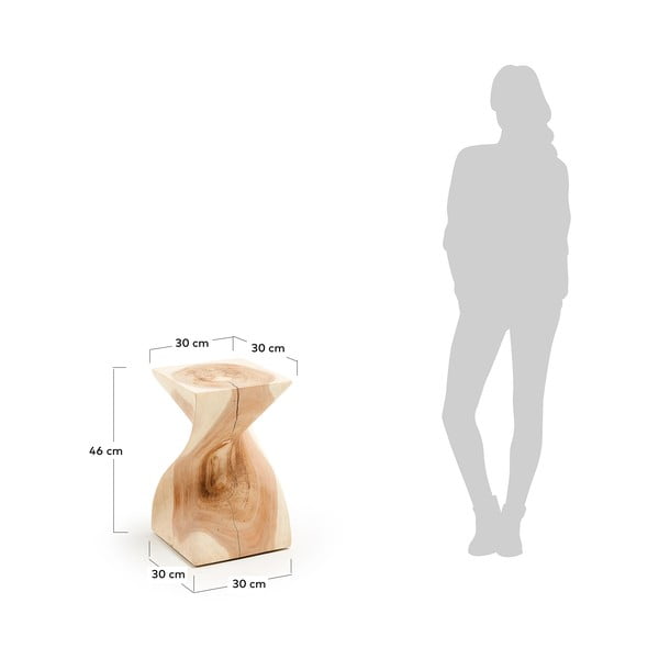 Stranska mizica iz masivnega munggur lesa 30x30 cm Hakon – Kave Home-image-4