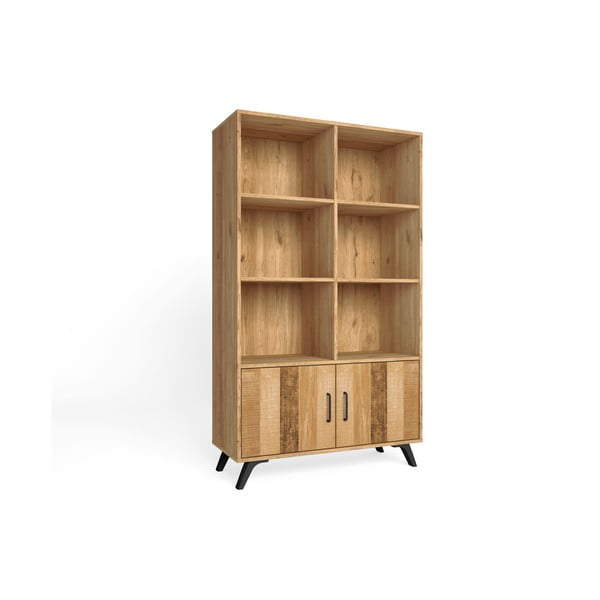 Regal v hrastovem dekorju v naravni barvi 92x160 cm Nordic – Marckeric-image-2