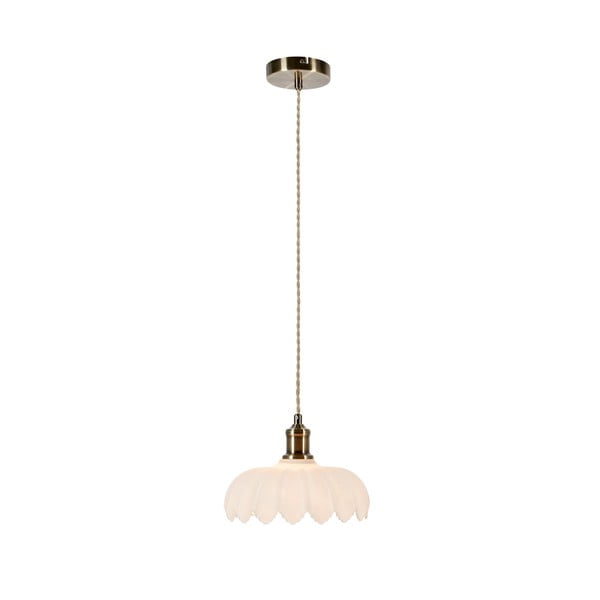 Bela in medeninasta viseča svetilka s steklenim senčilom ø 25,5 cm Kurage – Markslöjd