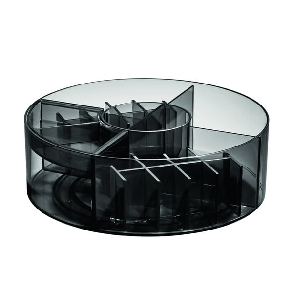 Mat črn kopalniški organizator za kozmetiko iz reciklirane plastike Cosmetic Carousel – iDesign