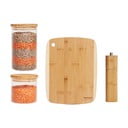 Komplet mlinčka, deske in posod za shranjevanje živil 4 ks – Bonami Essentials