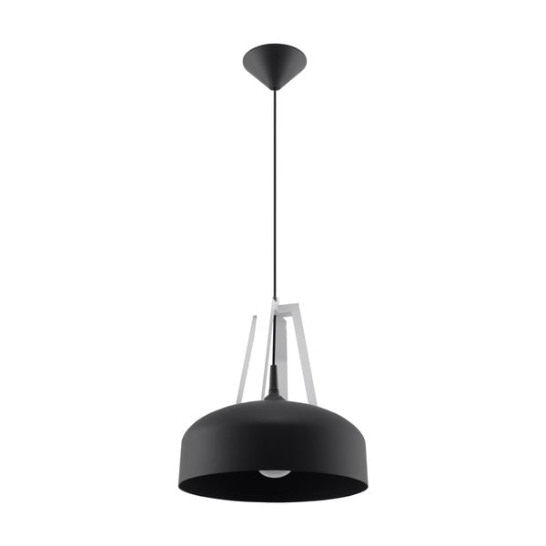 Črna viseča svetilka z lesenim in kovinskim senčnikom ø 30 cm Olla - Nice Lamps