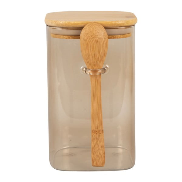 Rjava steklena posoda s pokrovom in žlico PT LIVING Canister, višina 16 cm