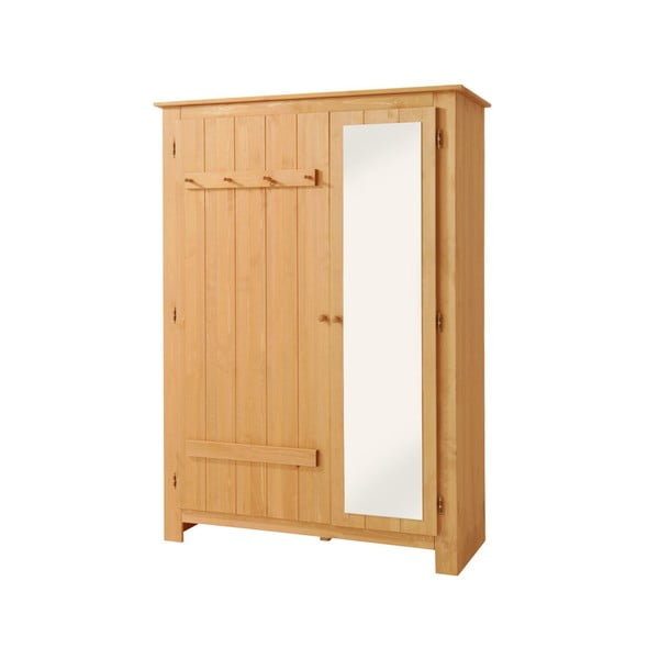 Garderobna omara iz masivnega bora z ogledalom v naravni barvi 120x170 cm Bertram – Støraa