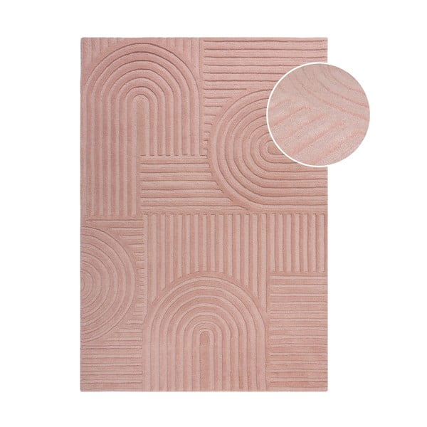 Rožnata volnena preproga Flair Rugs Zen Garden, 120 x 170 cm