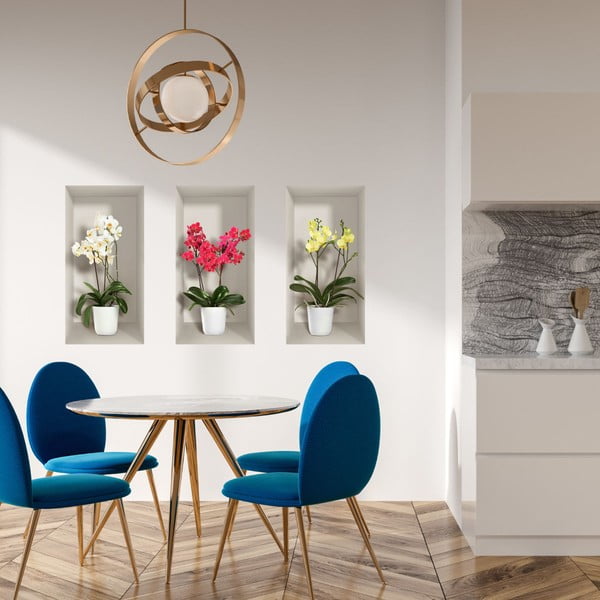 Komplet 3 3D stenskih nalepk Ambiance Orchids-image-1