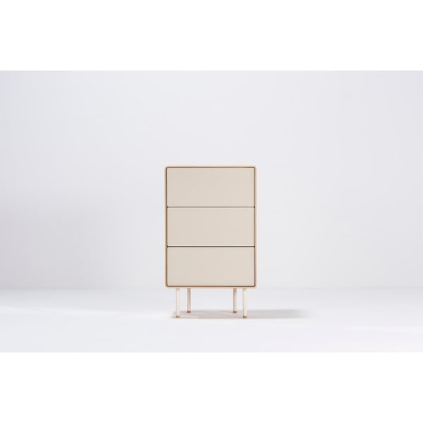 Bela visoka komoda iz masivnega hrasta 60x100 cm Fina – Gazzda-image-4