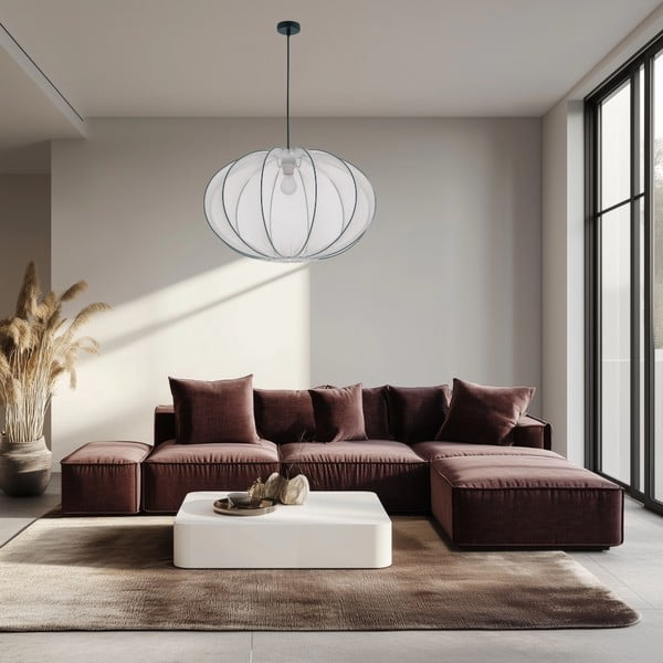 Bela viseča svetilka s tekstilnim senčilom ø 60 cm Mellow – Candellux Lighting-image-1