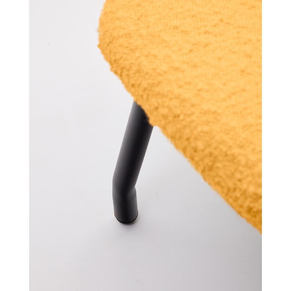 Gorčično rumen tabure iz tkanine bouclé Belina – Kave Home-image-3