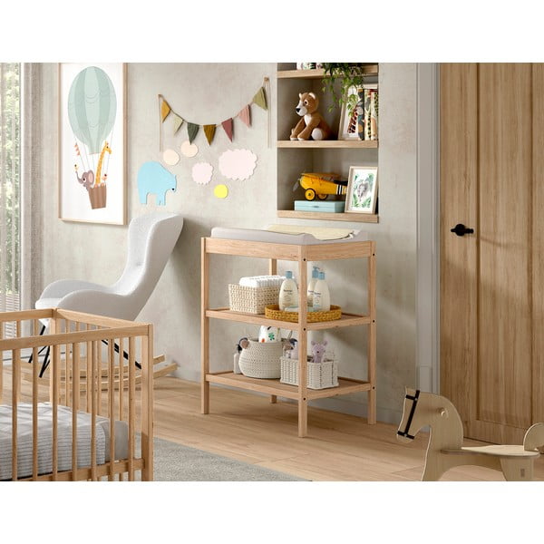 Previjalna miza iz masivne bukve v naravni barvi Dino – Vipack-image-1