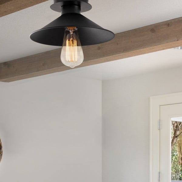 Črna stropna svetilka s kovinskim senčilom ø 24 cm Berceste – Opviq lights-image-1