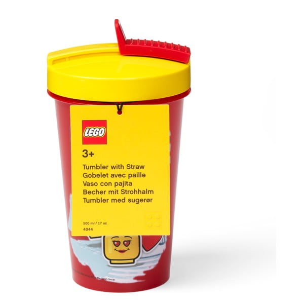 Rdeča skodelica z rumenim pokrovom in slamico LEGO® Iconic, 500 ml-image-1