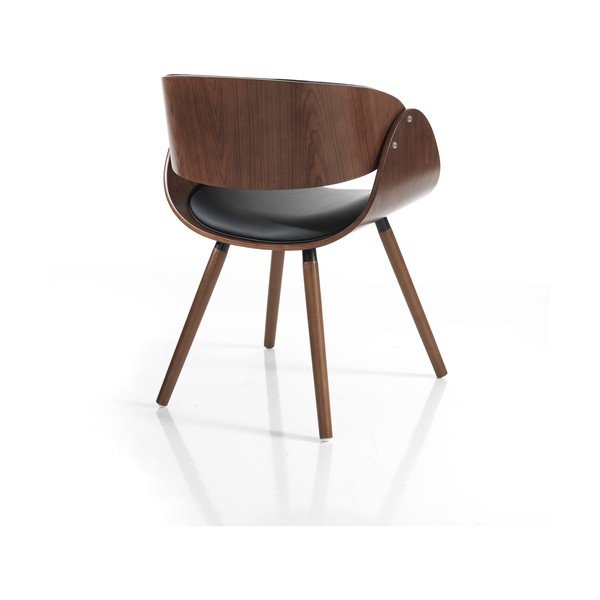 Črn/temno rjav oblazinjen jedilni stol z nasloni za roke Visby Evo – Tomasucci-image-3