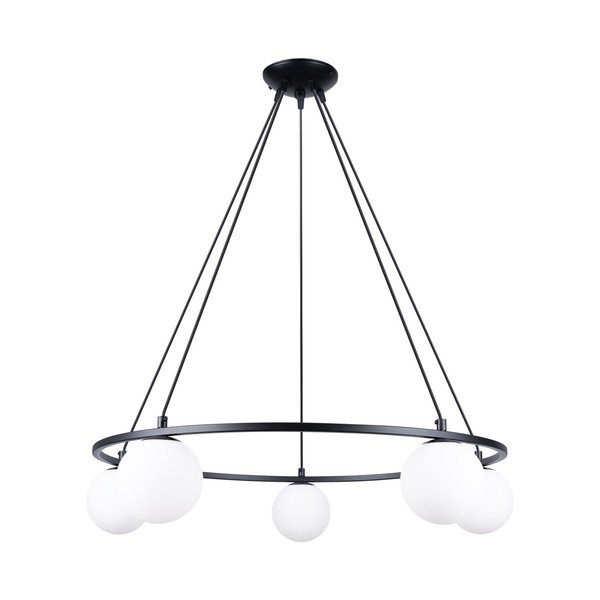 Črno-bela viseča svetilka s steklenim senčilom Umerta – Sollux