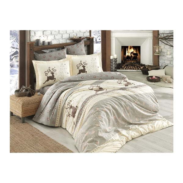 Ludovico bombažno posteljno perilo iz poplina z rjuho za zakonsko posteljo, 200 x 220 cm