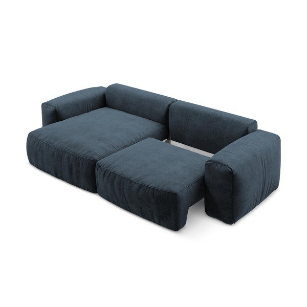 Temno modra raztegljiva kotna sedežna garnitura iz šenilje (levi kot/z ležalnikom) Kuki – Makamii-image-4