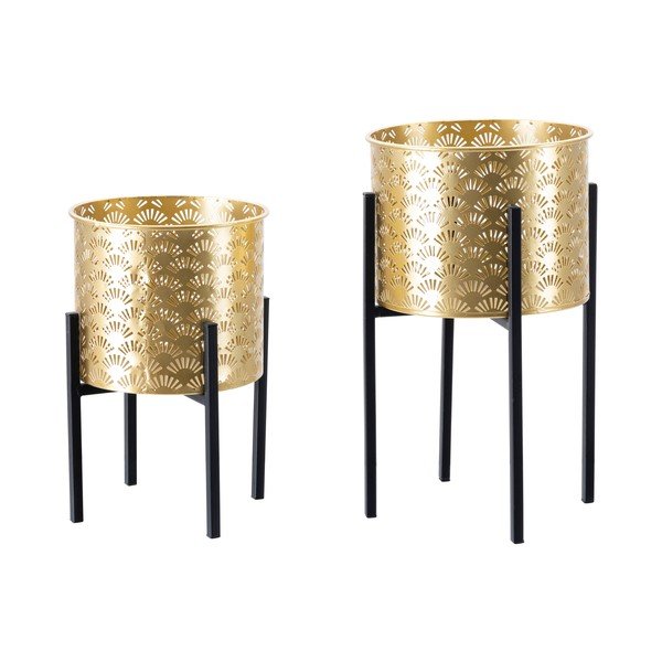 Komplet 2 zlatih stojal za cvetlične lonce Mauro Ferretti Glissy, višina 38 cm