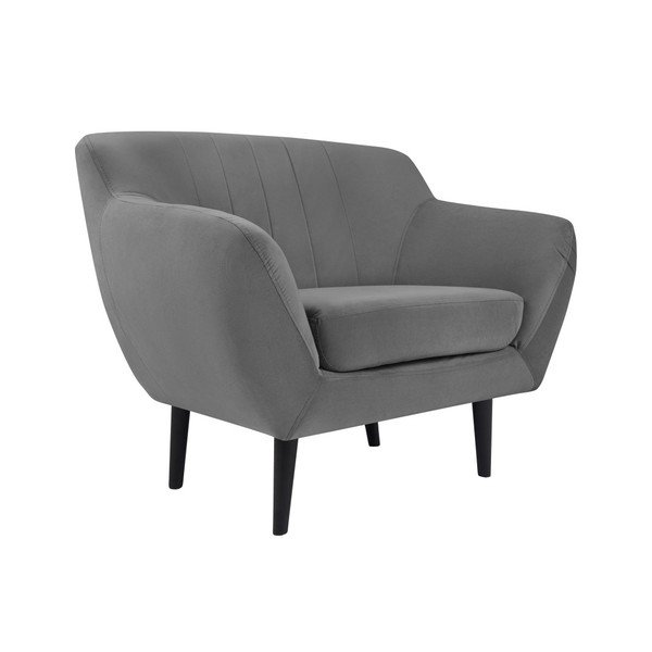 Mazzini Sofas Toscane siv fotelj, črne noge-image-1