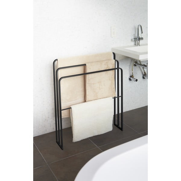 Črno kovinsko stojalo za brisače Yamazaki Tower-image-4