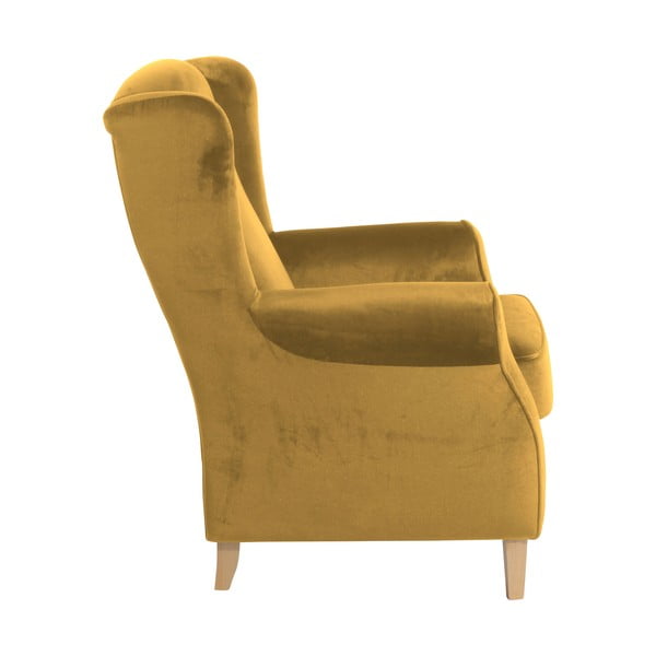 Gorčično rumen fotelj Max Winzer Lorris Velur Corn Mustard-image-3