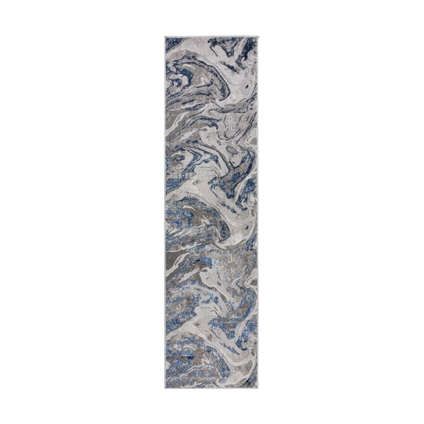 Modro-siv tekač Flair Rugs Marbled, 80 x 300 cm