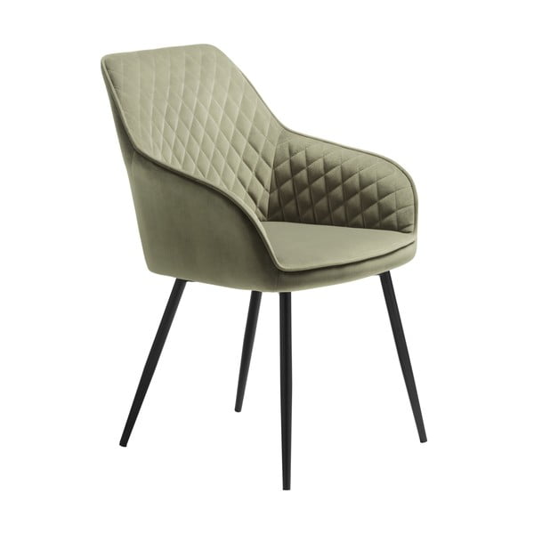 Kaki zelen oblazinjen jedilni stol z nasloni za roke Milton – Unique Furniture