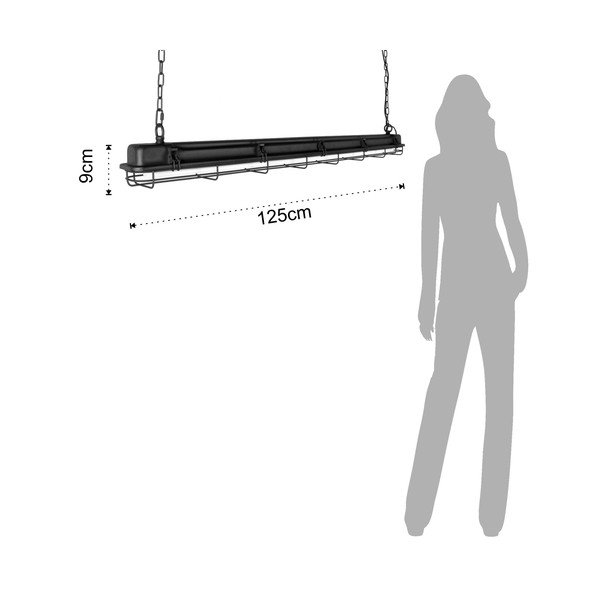 Črna viseča svetilka s kovinskim senčnikom 125x11 cm Hangar - Tomasucci-image-2