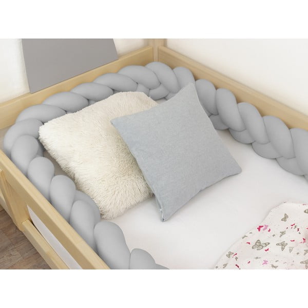 Siva zaščitna blazina za otroško posteljico Benlemi Jersey, dolžina 400 cm