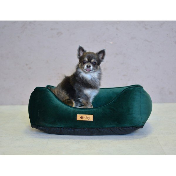 Temno zelena žametna postelja 55x42 cm Royal - Petsy-image-2