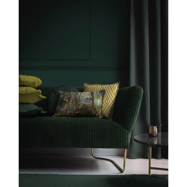 Rumeno-bela žametna okrasna blazina Velvet Atelier Lines, 45 x 45 cm-image-1