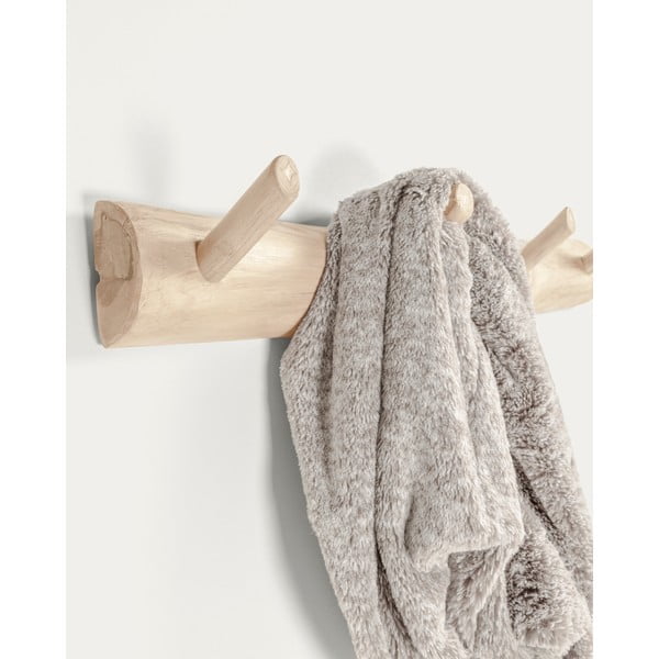 Stenski obešalnik iz masivnega tika v naravni barvi 63 cm Gaillech – Kave Home-image-2