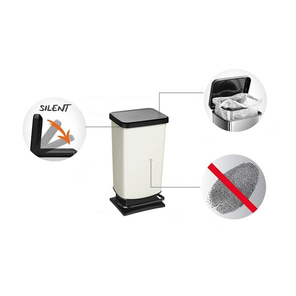 Črn koš za smeti iz reciklirane plastike 40 l Paso - Rotho-image-4