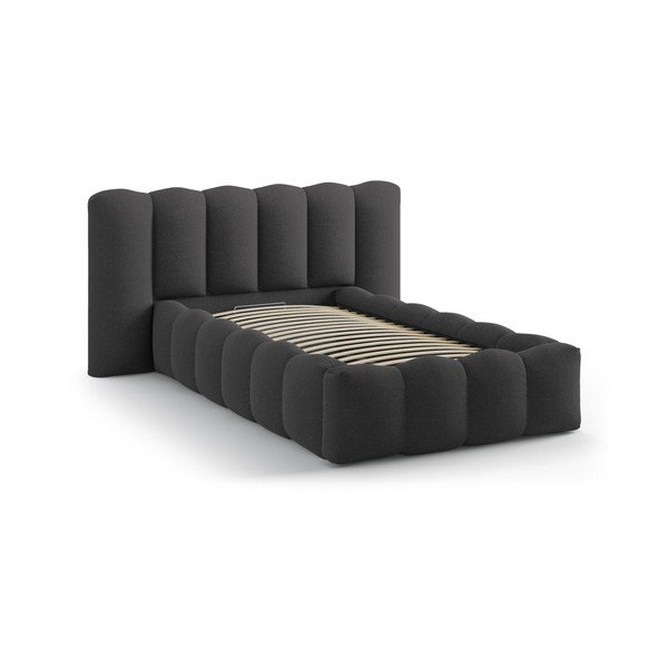 Antracitno siva oblazinjena postelja s prostorom za shranjevanje in z letvenim dnom 90x200 cm Lupine – Micadoni -image-2