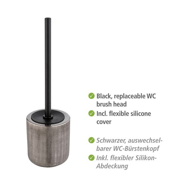 Keramična WC ščetka v srebrni barvi Rivara – Wenko-image-4