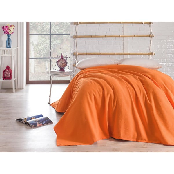 Oranžno bombažno pregrinjalo za zakonsko posteljo 200x240 cm Orange - Mijolnir
