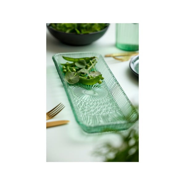 Zelen steklen servirni krožnik 14x38 cm Kusintha – Bitz-image-2