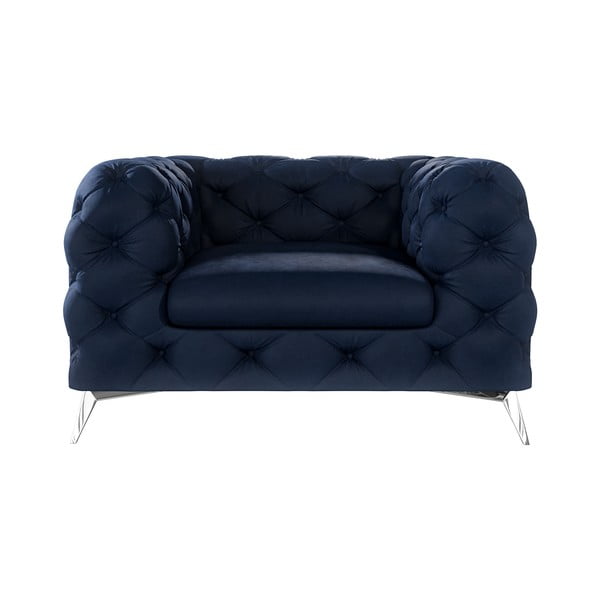 Temno moder žameten fotelj Chelsea – Ropez-image-1