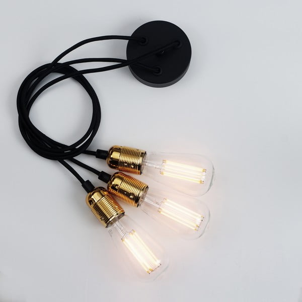 Črna dvojna viseča svetilka z detajli v zlati barvi Sotto Luce Uno-image-4