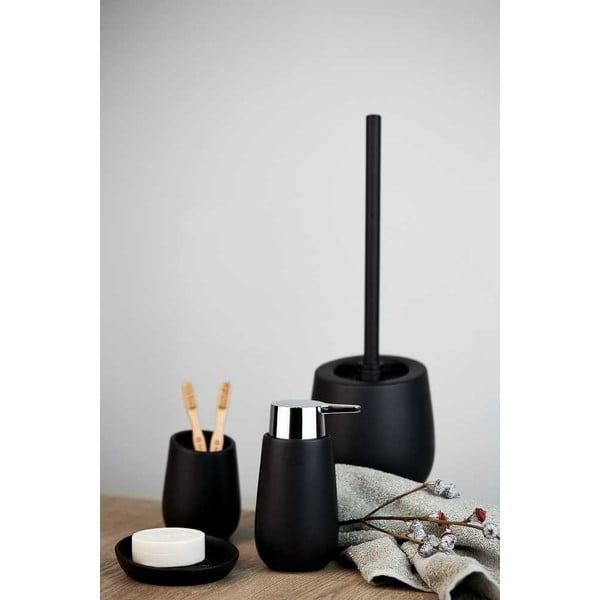 Mat črna keramična WC ščetka Badi – Wenko-image-1
