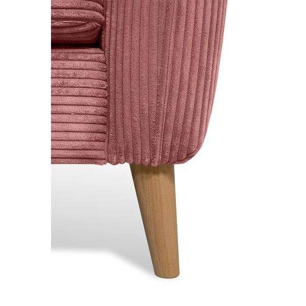 Rožnata kotna sedežna garnitura iz rebrastega žameta (levi kot) Paris – Scandic-image-4