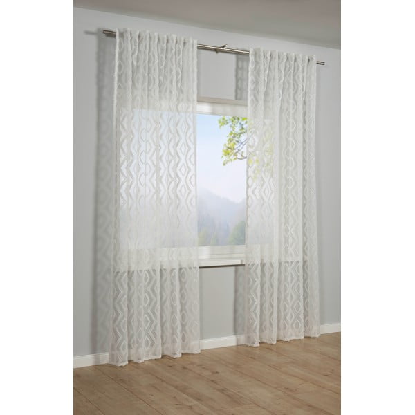 Bela prosojna zavesa 140x245 cm Diamant Scherli – Sehlbach-image-1