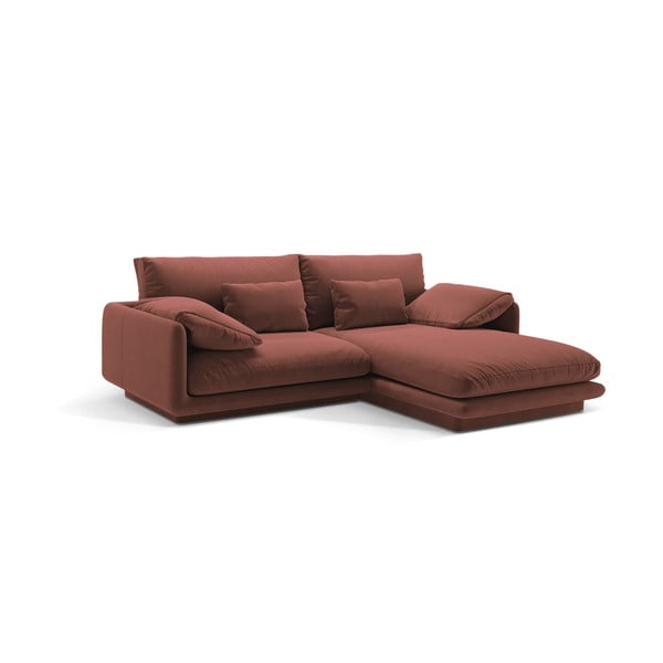 Rožnata žametna kotna sedežna garnitura (desni kot/z ležalnikom) Torino – Micadoni -image-2