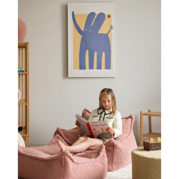 Rožnata otroška vreča za sedenje iz tkanine bouclé Square – Wigiwama-image-2