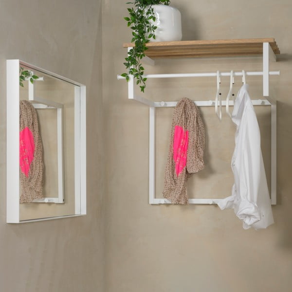 Bel/v naravni barvi kovinski stenski obešalnik s polico 76 cm Rizzoli – Spinder Design-image-2