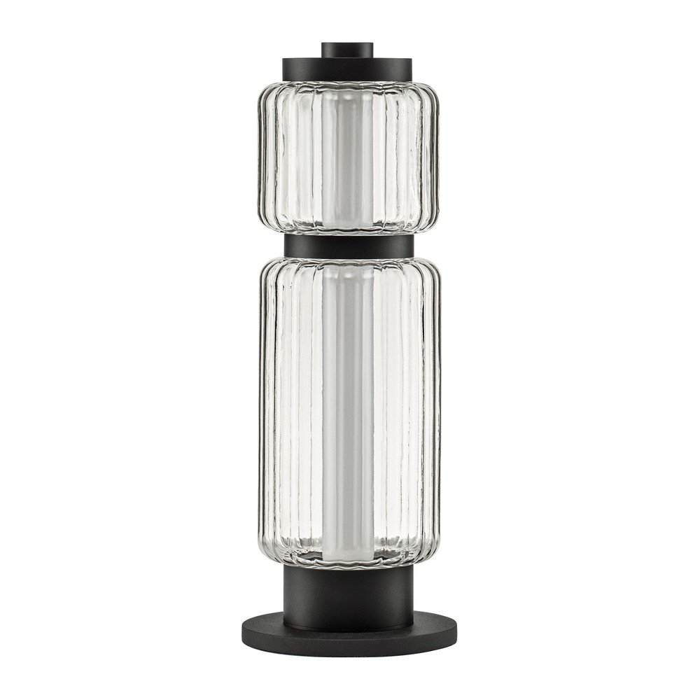 Mat črna steklena LED namizna svetilka (višina 39 cm) Liesa