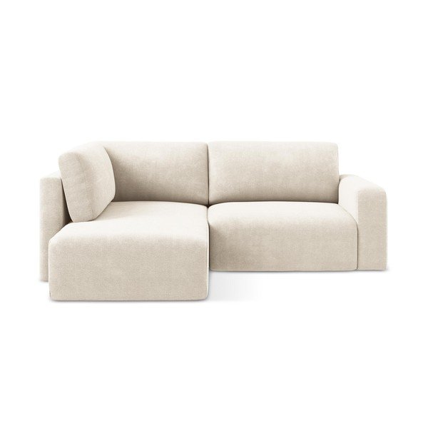 Kremno bela raztegljiva/s prostorom za shranjevanje kotna sedežna garnitura iz šenilje (levi kot/v obliki črke L) Kona – Makamii