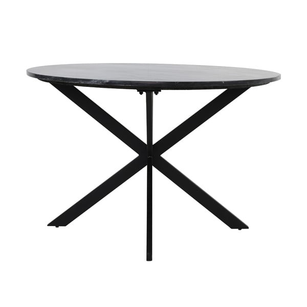 Črna okrogla jedilna miza z mizno ploščo v marmornem dekorju ø 120 cm Tomochi – Light & Living